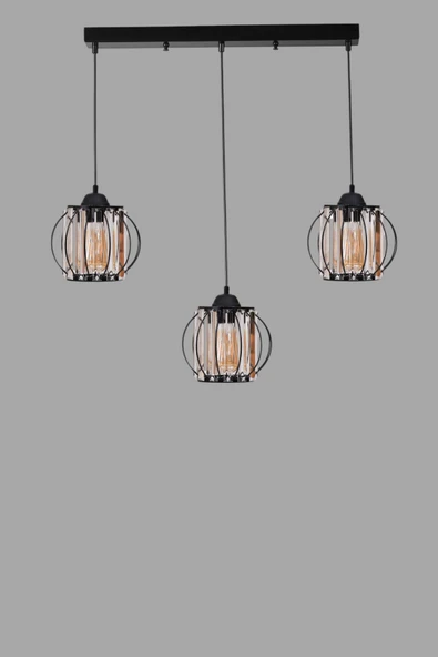 Lumexx OHRİD 3 LÜ SIRALI SİYAH SARKIT - Resim 3