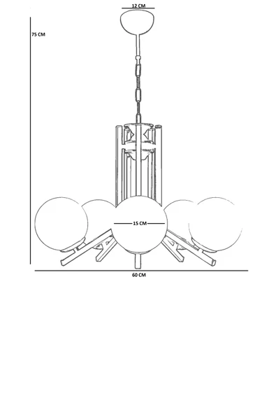 Lumexx YENİ RUBY 5 Lİ SİYAH BEYAZ CAMLI AVİZE - Resim 4