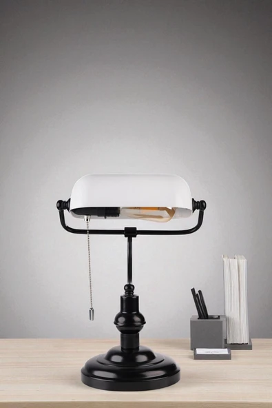 Lumexx BANKER SİYAH-BEYAZ MASA LAMBASI - Resim 2