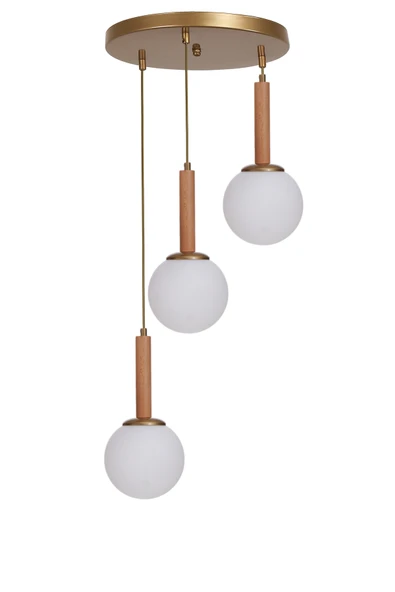 Lumexx IŞIL 3 LÜ TEPSİLİ NATUREL BEYAZ CAMLI SARKIT - Resim 2