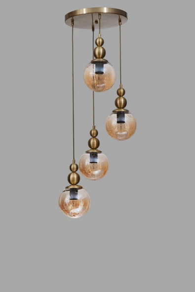 Lumexx YAREN 4 LÜ TEPSİLİ ESKİTME BAL CAMLI SARKIT - Resim 3