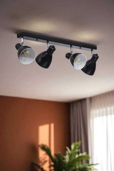 Lumexx OTİS 4 LÜ SIRALI SİYAH PLAFONYER AVİZE ürün görseli