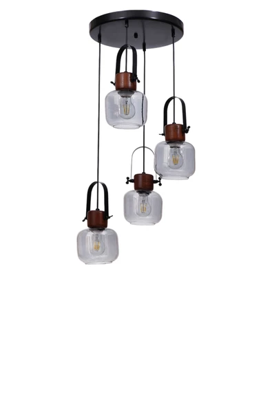 Lumexx MASAL 4 LÜ TEPSİLİ SİYAH FÜME CAMLI SARKIT - Resim 2