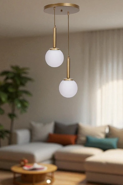 Lumexx SEZGİ 2 Lİ TEPSİLİ ESKİTME BEYAZ CAMLI SARKIT ürün görseli