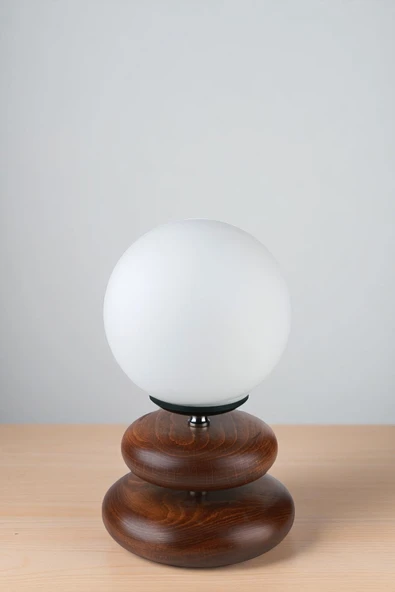 Lumexx MARS CEVİZ BEYAZ CAMLI MASA LAMBASI - Resim 2