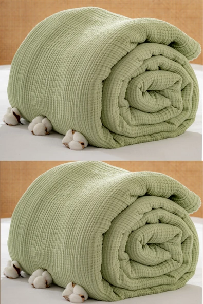 Rayme Textile Müslin Yatak Örtüsü Ultra Yumuşak Yüksek Kaliteli 4 Kat Muslin Pike (Tek Kişilik (240x280 cm) - Resim 4