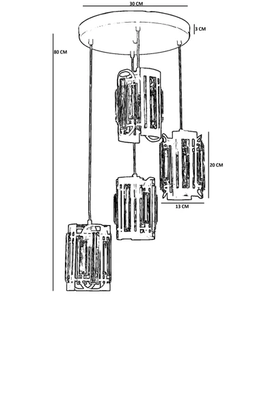 Lumexx BALA 4 LÜ TEPSİLİ ESKİTME SARKIT - Resim 4
