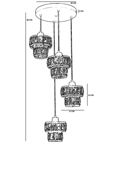 Lumexx LEO 4 LÜ TEPSİLİ SİYAH SARKIT - Resim 4