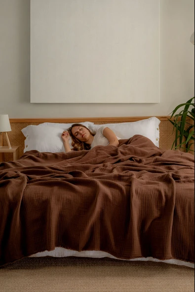 Rayme Textile Müslin Yatak Örtüsü Ultra Yumuşak Yüksek Kaliteli 4 Kat Muslin Pike (Tek Kişilik (240x280 cm) - Resim 6