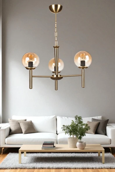 Lumexx LUKE 3 LÜ ESKİTME BAL CAMLI AVİZE ürün görseli