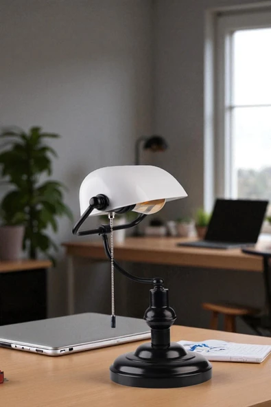 Lumexx BANKER SİYAH-BEYAZ MASA LAMBASI ürün görseli