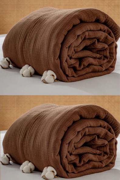 Rayme Textile Müslin Yatak Örtüsü Ultra Yumuşak Yüksek Kaliteli 4 Kat Muslin Pike (Tek Kişilik (240x280 cm) - Resim 5