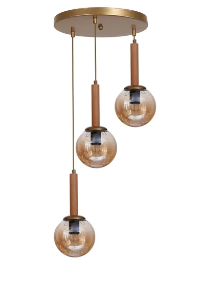 Lumexx IŞIL 3 LÜ TEPSİLİ NATUREL BAL CAMLI SARKIT - Resim 2