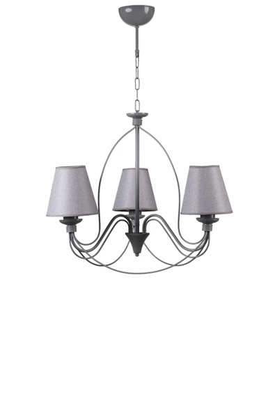 Lumexx BERFİN 3 LÜ GRİ HASIR GRİ ABAJRULU AVİZE - Resim 2