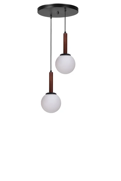 Lumexx IŞIL 2 Lİ TEPSİLİ CEVİZ BEYAZ CAMLI SARKIT - Resim 2