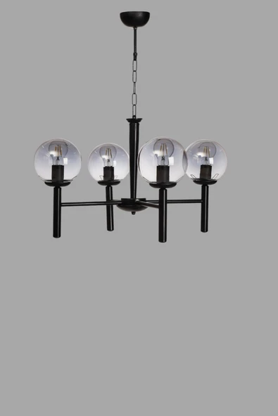 Lumexx LUKE 4 LÜ SİYAH FÜME CAMLI AVİZE - Resim 3