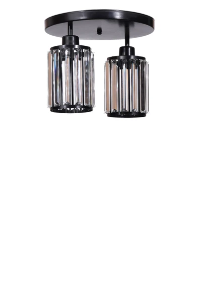 Lumexx HUGO 2 Lİ TEPSİLİ SİYAH PLAFONYER AVİZE - Resim 2