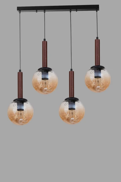 Lumexx IŞIL 4 LÜ SIRALI CEVİZ BAL CAMLI SARKIT - Resim 3