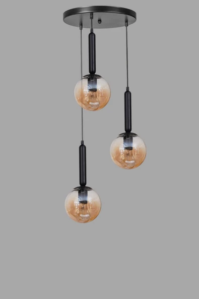 Lumexx SEZGİ 3 LÜ TEPSİLİ SİYAH BAL CAMLI SARKIT - Resim 3