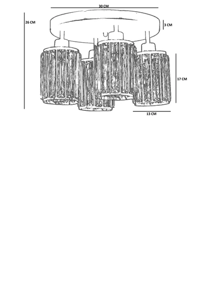Lumexx HUGO 4 LÜ TEPSİLİ SİYAH PLAFONYER AVİZE - Resim 4