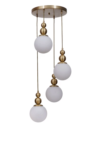 Lumexx YAREN 4 LÜ TEPSİLİ ESKİTME BEYAZ CAMLI SARKIT - Resim 2