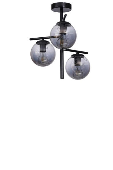 Lumexx TERRA 3 LÜ SİYAH FÜME CAMLI PLAFONYER AVİZE - Resim 2
