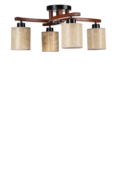 Lumexx WESTON 4 LÜ CEVİZ PETEK ABAJURLU PLOFONYER AVİZE - Resim 2