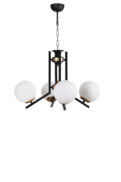 Lumexx YENİ RUBY 4 LÜ SİYAH BEYAZ CAMLI AVİZE - Resim 2