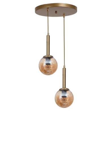 Lumexx SEZGİ 2 Lİ TEPSİLİ ESKİTME BAL CAMLI SARKIT - Resim 2