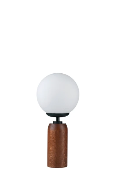 Lumexx LOLE CEVİZ BEYAZ CAMLI MASA LAMBASI - Resim 3