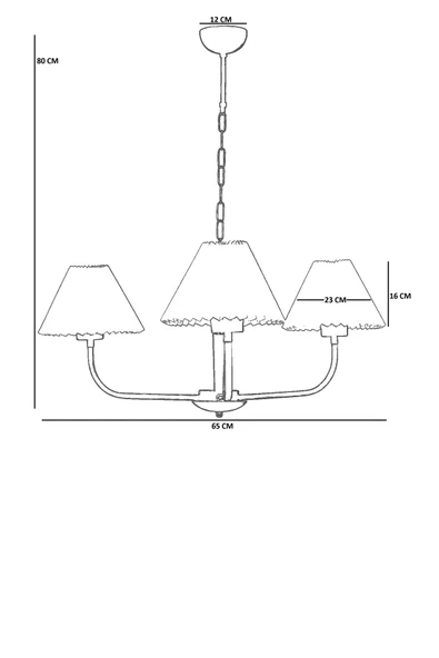 Lumexx APOLLO 3 LÜ BEYAZ PİLELİ KREM ABAJURLU AVİZE - Resim 4