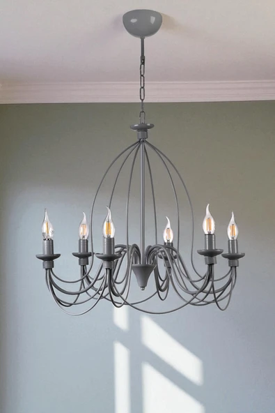 Lumexx BERFİN 6 LI GRİ RUSTİK AVİZE ürün görseli