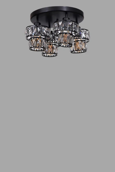 Lumexx LEO 4 LÜ TEPSİLİ SİYAH PLAFONYER AVİZE - Resim 3