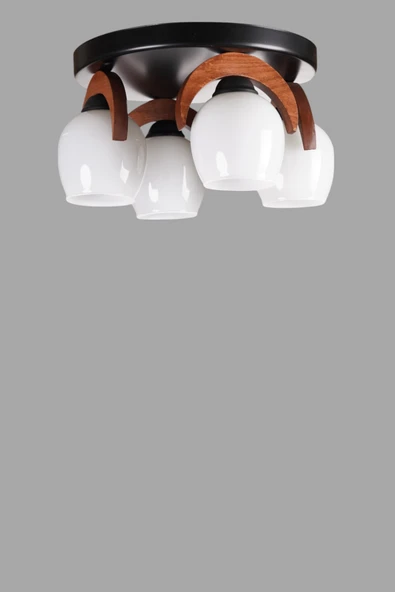 Lumexx HELENA 4 LÜ TEPSİLİ BEYAZ CAMLI PLAFONYER AVİZE - Resim 3