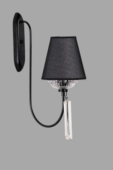 Lumexx KONTES SİYAH HASIR SİYAH ABAJURLU APLİK - Resim 3