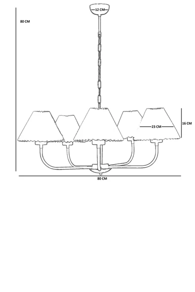 Lumexx APOLLO 5 Lİ ESKİTME PİLELİ KREM ABAJURLU AVİZE - Resim 4