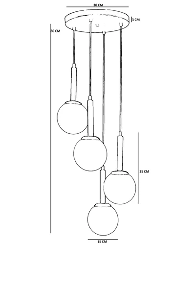 Lumexx SEZGİ 4 LÜ TEPSİLİ SİYAH BAL CAMLI SARKIT - Resim 4