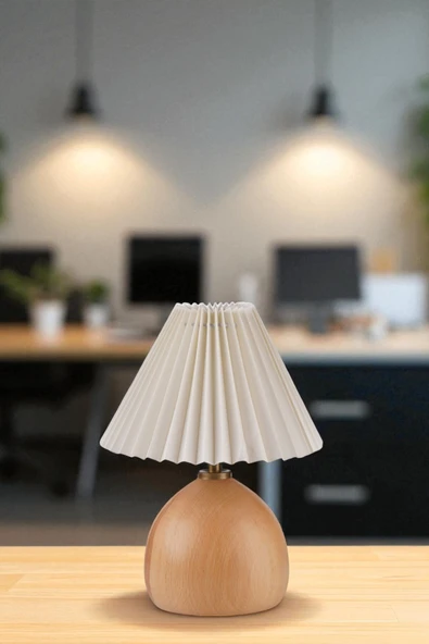 Lumexx CAMERON NATUREL PİLELİ KREM ABAJURLU MASA LAMBASI ürün görseli