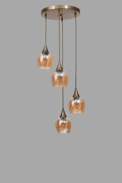 Lumexx ENZO 4 LÜ TEPSİLİ ESKİTME BAL CAMLI SARKIT - Resim 3