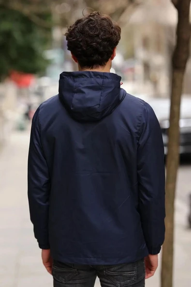 İçi Astarlı Su ve Rüzgar Geçirmez Erkek Cepli Yağmurluk - Resim 12