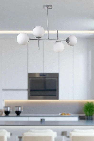 Lumexx FAVORİ 4 LÜ GRİ BEYAZ CAMLI AVİZE ürün görseli