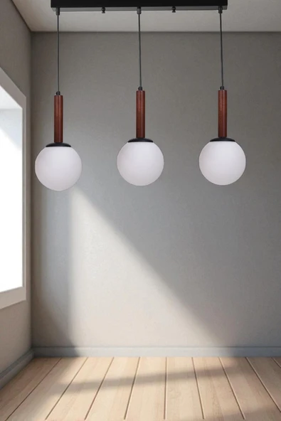 Lumexx IŞIL 3 LÜ SIRALI CEVİZ BEYAZ CAMLI SARKIT ürün görseli