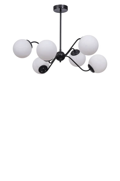 Lumexx YENİ AHTAPOT 6 LI SİYAH BEYAZ CAMLI AVİZE - Resim 2