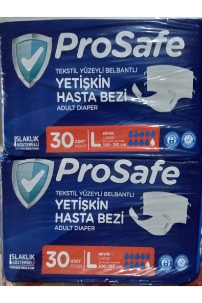 Textil Yüzeyli Prosafe Hasta Bezi Büyük Boy Large 100-150 Cm 2x30 Adet = 60 Adet ürün görseli