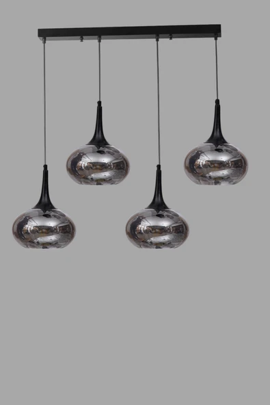 Lumexx ZARA 4 LÜ SIRALI SİYAH FÜME CAMLI SARKIT - Resim 3