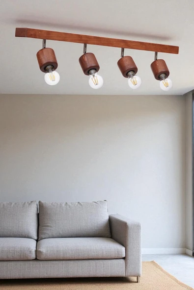 Lumexx PAMELA 4 LÜ SIRALI CEVİZ PLAFONYER AVİZE - Resim 2