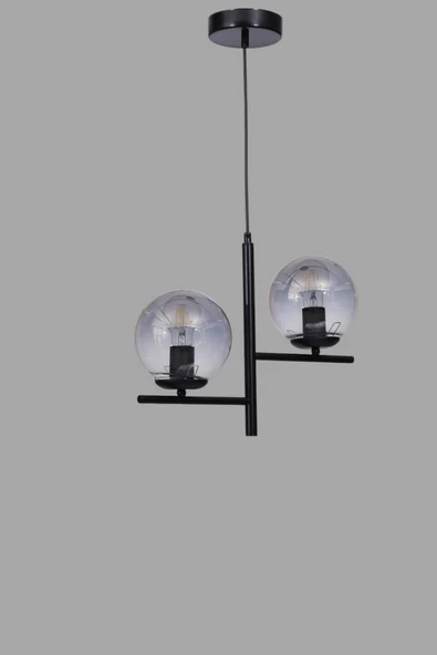 Lumexx TERRA 2 Lİ SİYAH FÜME CAMLI AVİZE - Resim 3