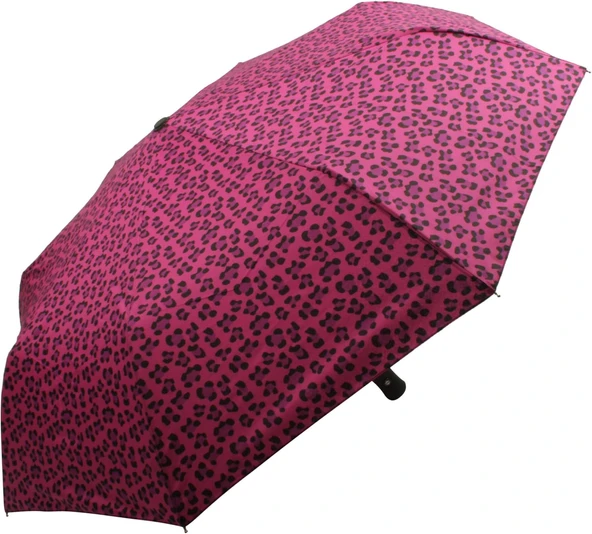 Kadınlar İçin Otomatik Şemsiye Pembe Leopar Desen ürün görseli 1