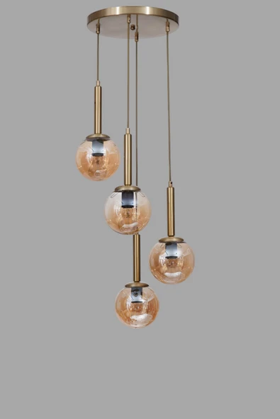 Lumexx SEZGİ 4 LÜ TEPSİLİ ESKİTME BAL CAMLI SARKIT - Resim 3