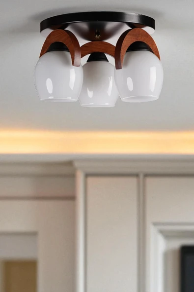 Lumexx HELENA 3 LÜ TEPSİLİ BEYAZ CAMLI PLAFONYER AVİZE ürün görseli